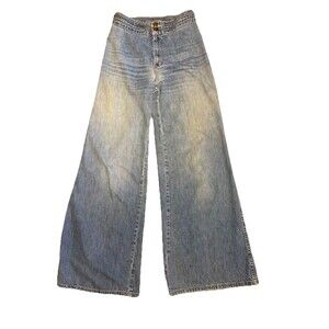 VINTAGE PlushBottoms Denim Jeans Flare Leg 70's Mod Boho FLAW